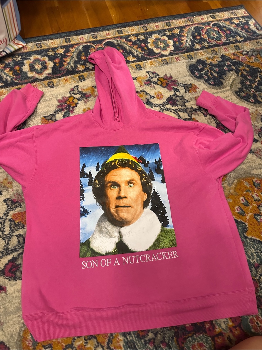 Buddy the Elf Pink Holiday Graphic Hoodie - "Son of a Nutcracker"
